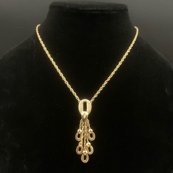 Vintage St. John Gold Plated Dangling Charm Lariat Pendant Necklace Signed - Picture 2 of 10